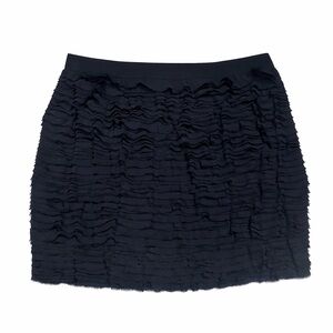 Michael Kors Black Ruffle Mini Skirt Size 6 Textured Layered